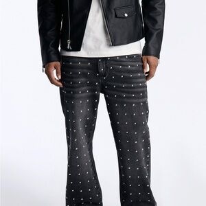Stylish Black Studded Relaxed Jeans